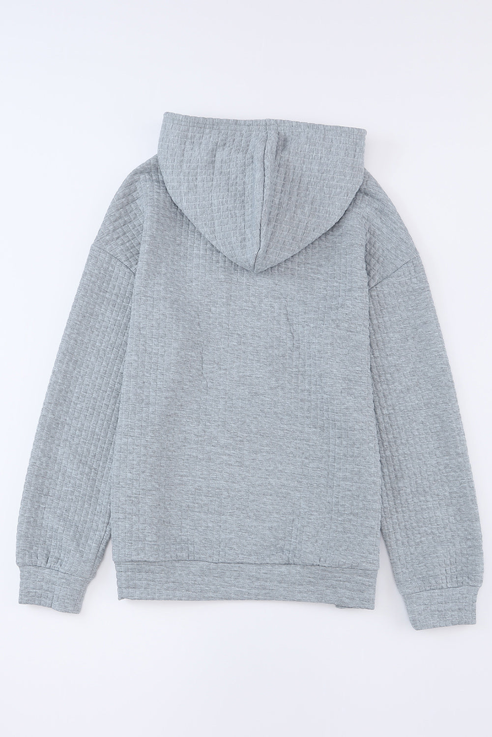 Gray Quilted Kangaroo Pocket Drawstring Hoodie