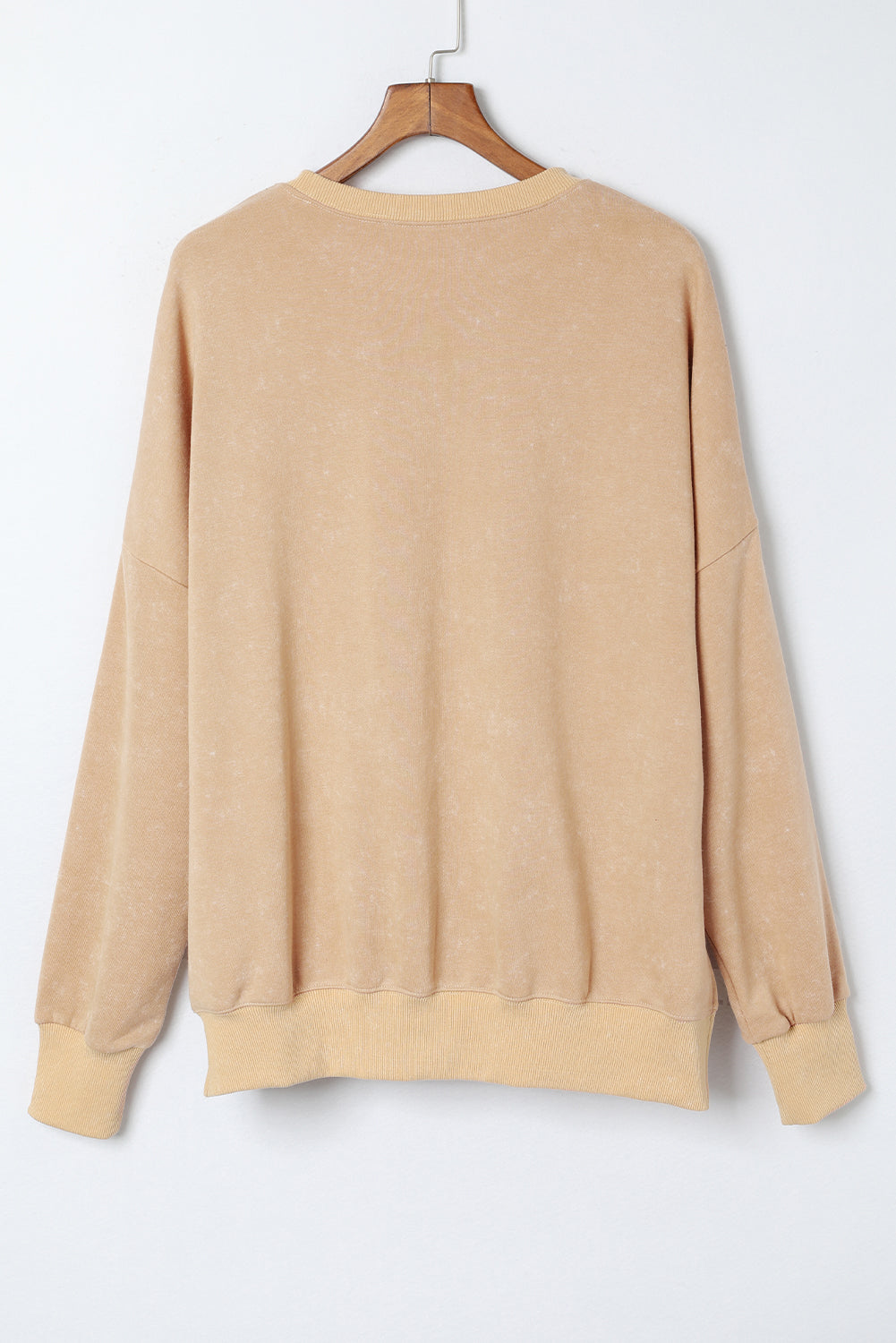 Cali Chic Khaki Drop Shoulder Ribbed Trim Oversized Sweatshirt