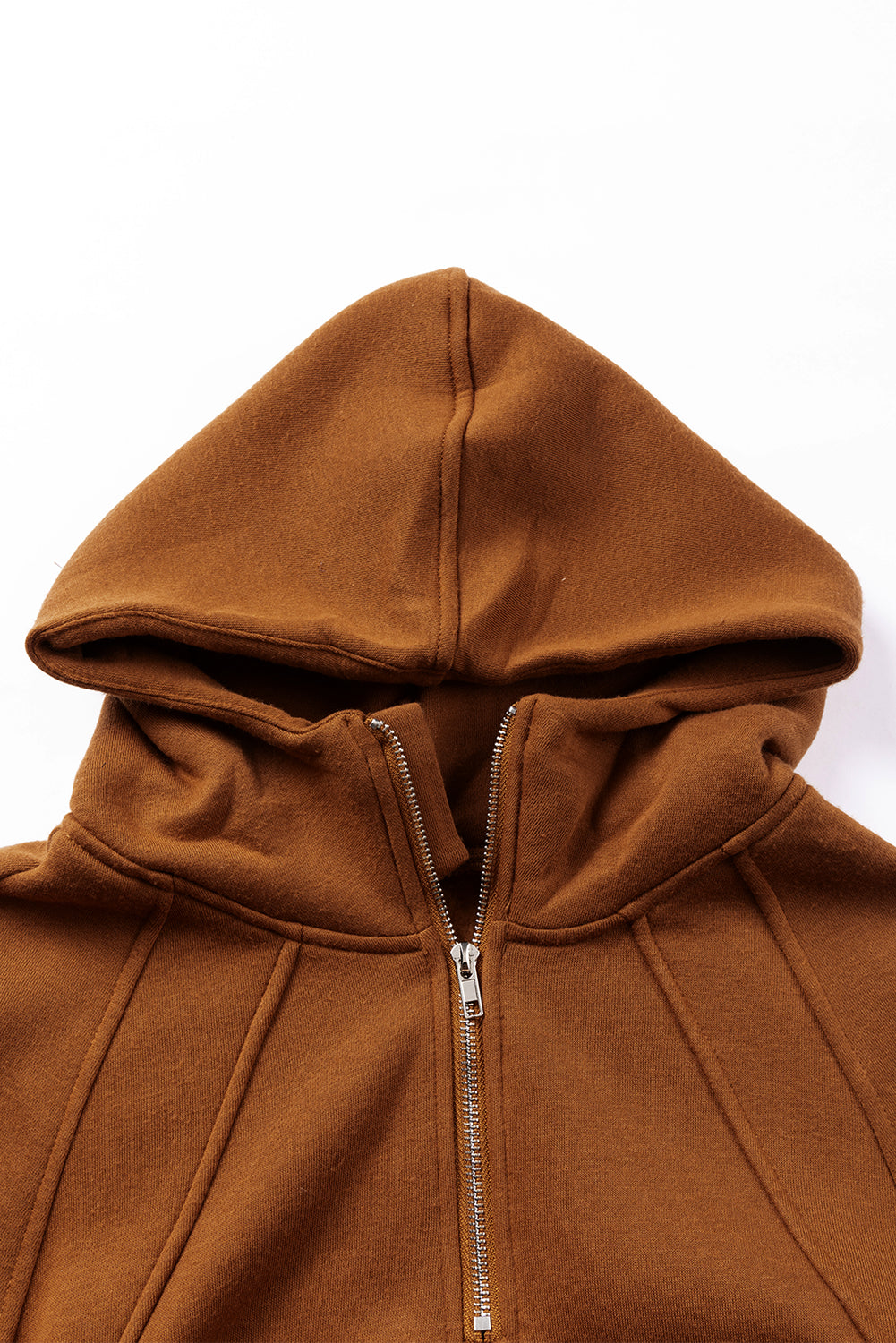 Cali Chic Brown Quarter Zip Kangaroo Pocket Hoodie