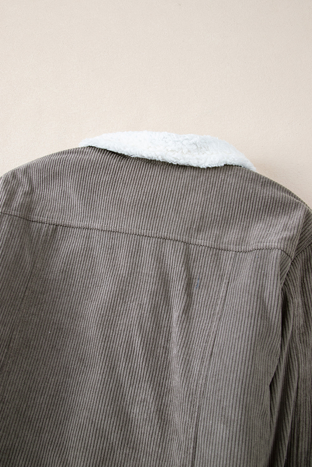 Cali Chic Gray Corduroy Sherpa Snap Button Flap Jacket