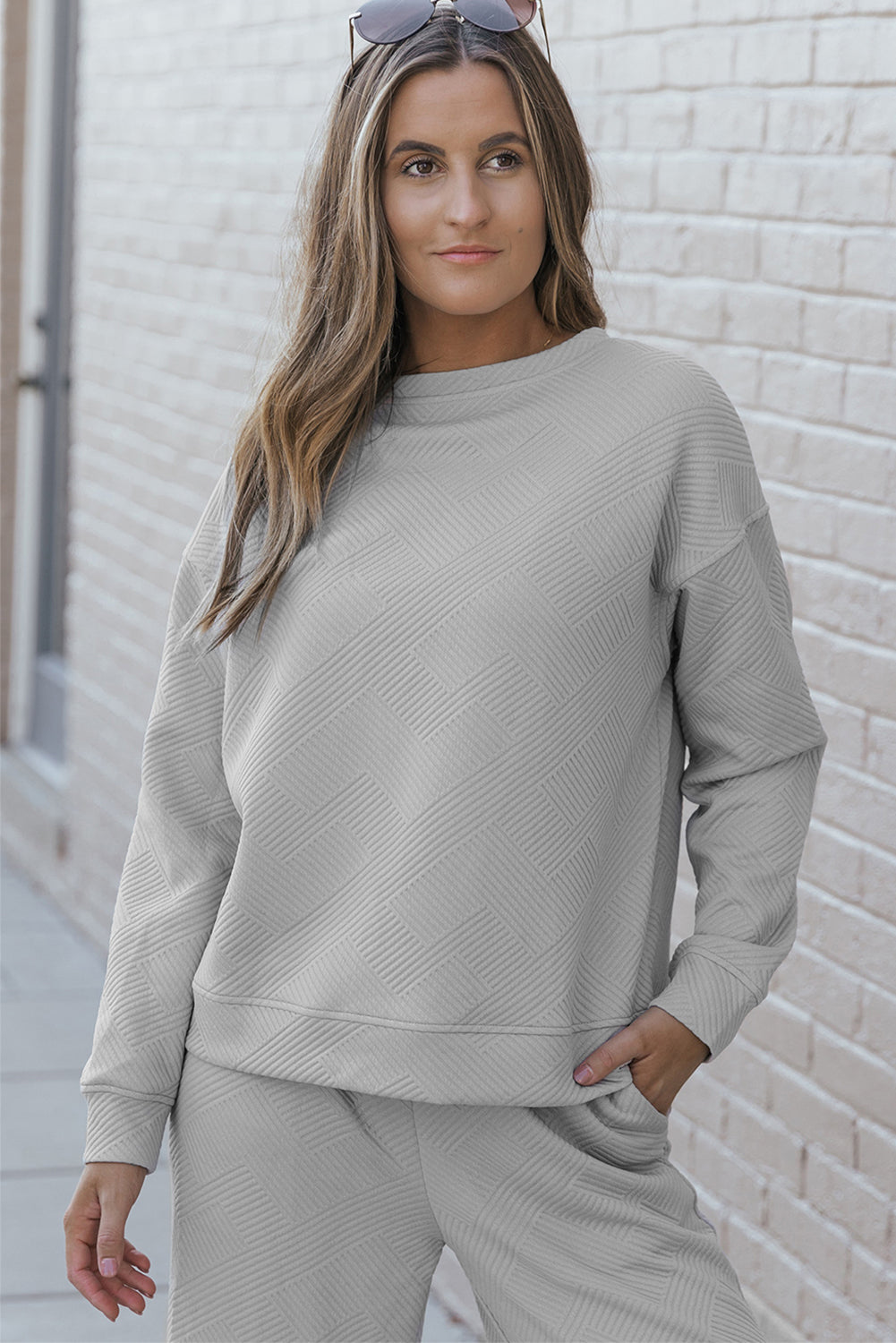 Cali Chic Gray Ultra Loose Textured 2pcs Slouchy Outfit