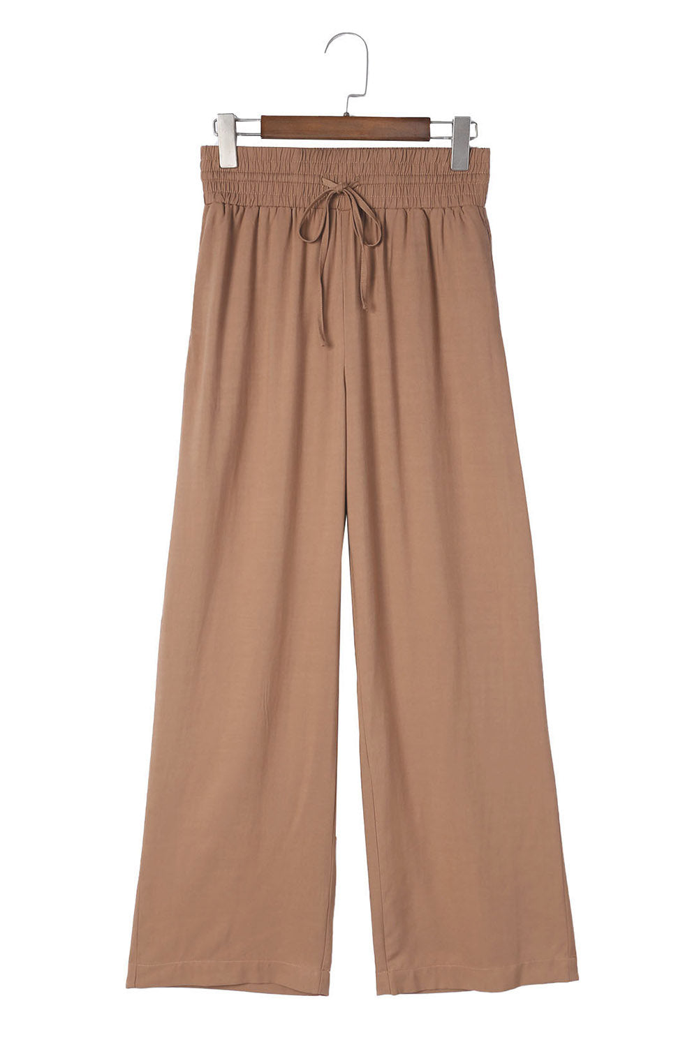 Cali Chic Women Wide Leg Pants Brown Drawstring Elastic Waist