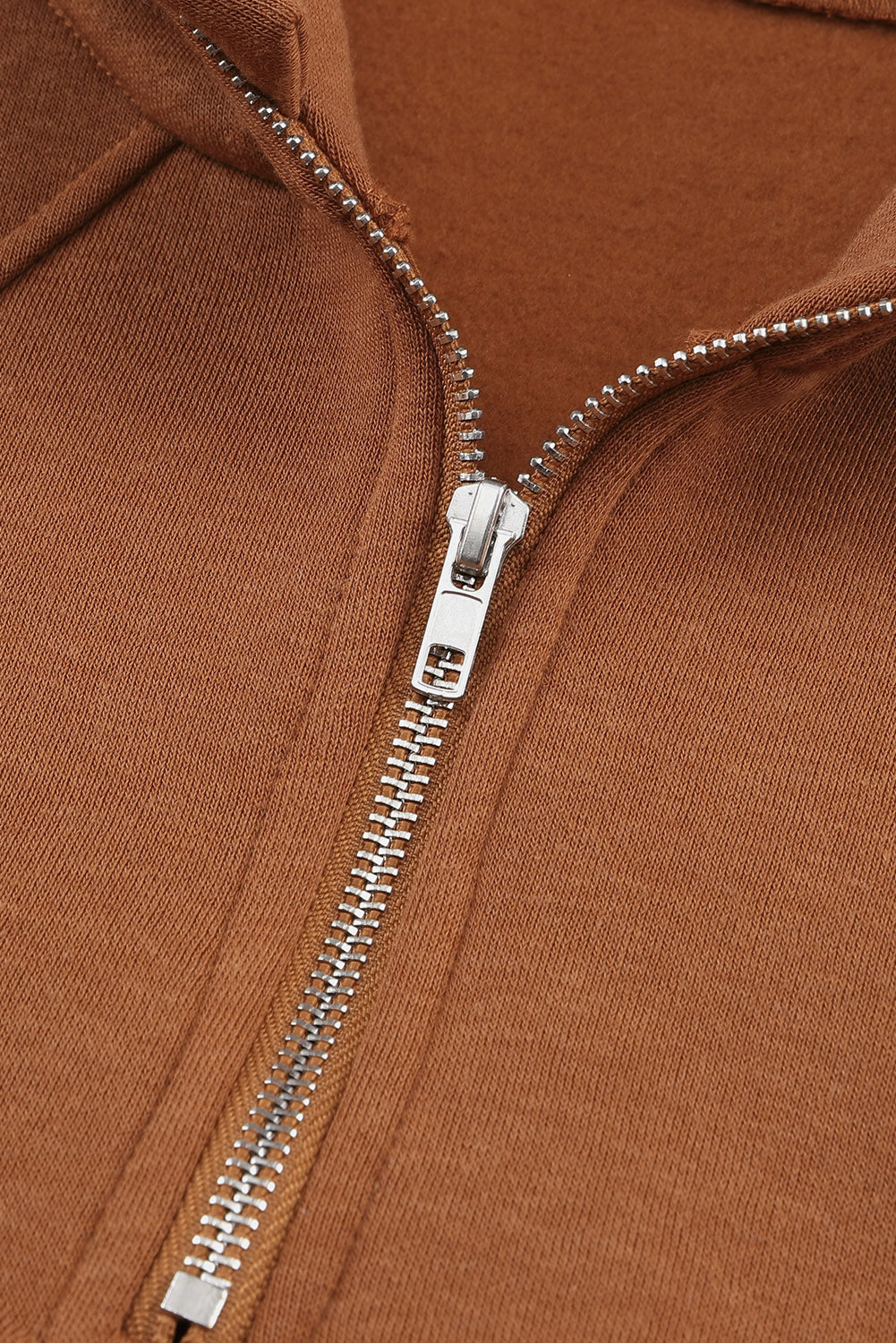 Cali Chic Brown Quarter Zip Kangaroo Pocket Hoodie