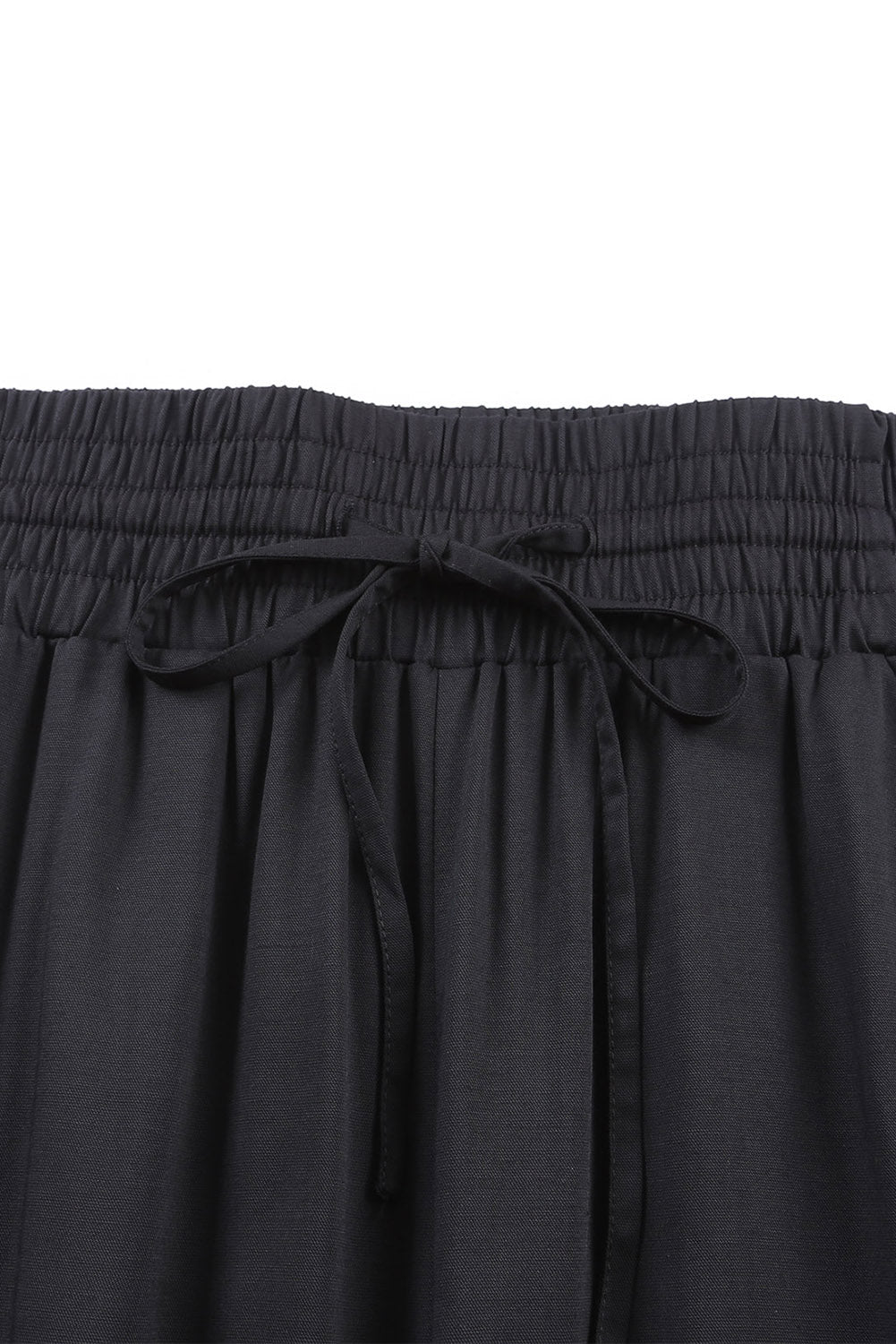 Cali Chic Women Wide Leg Pants Black Drawstring Elastic Waist