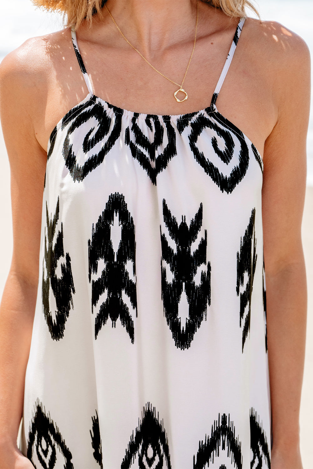 Black Western  Aztec Printed Fashion Vacation Sundress