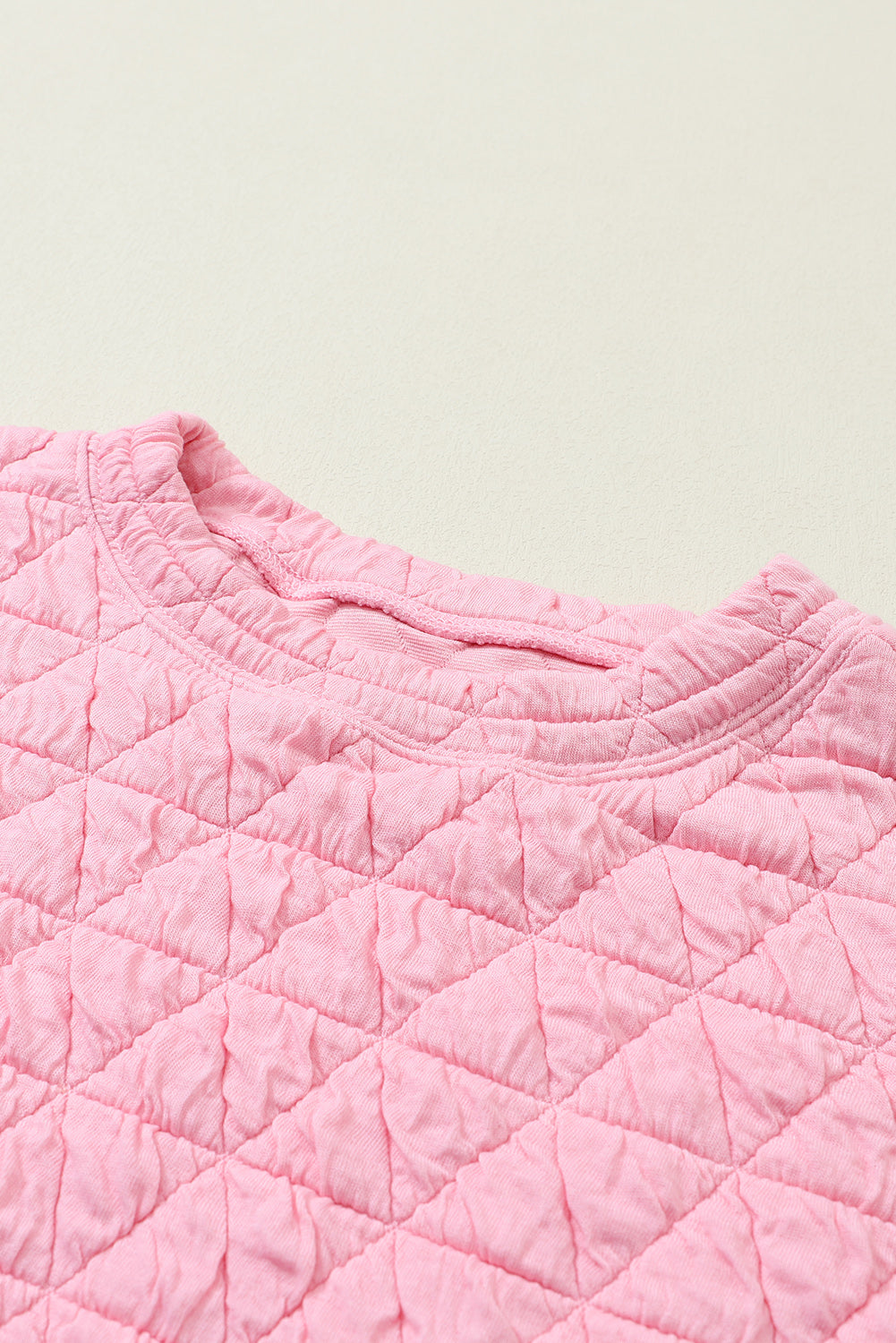 Pink Solid Quilted Pullover and Pants Outfit