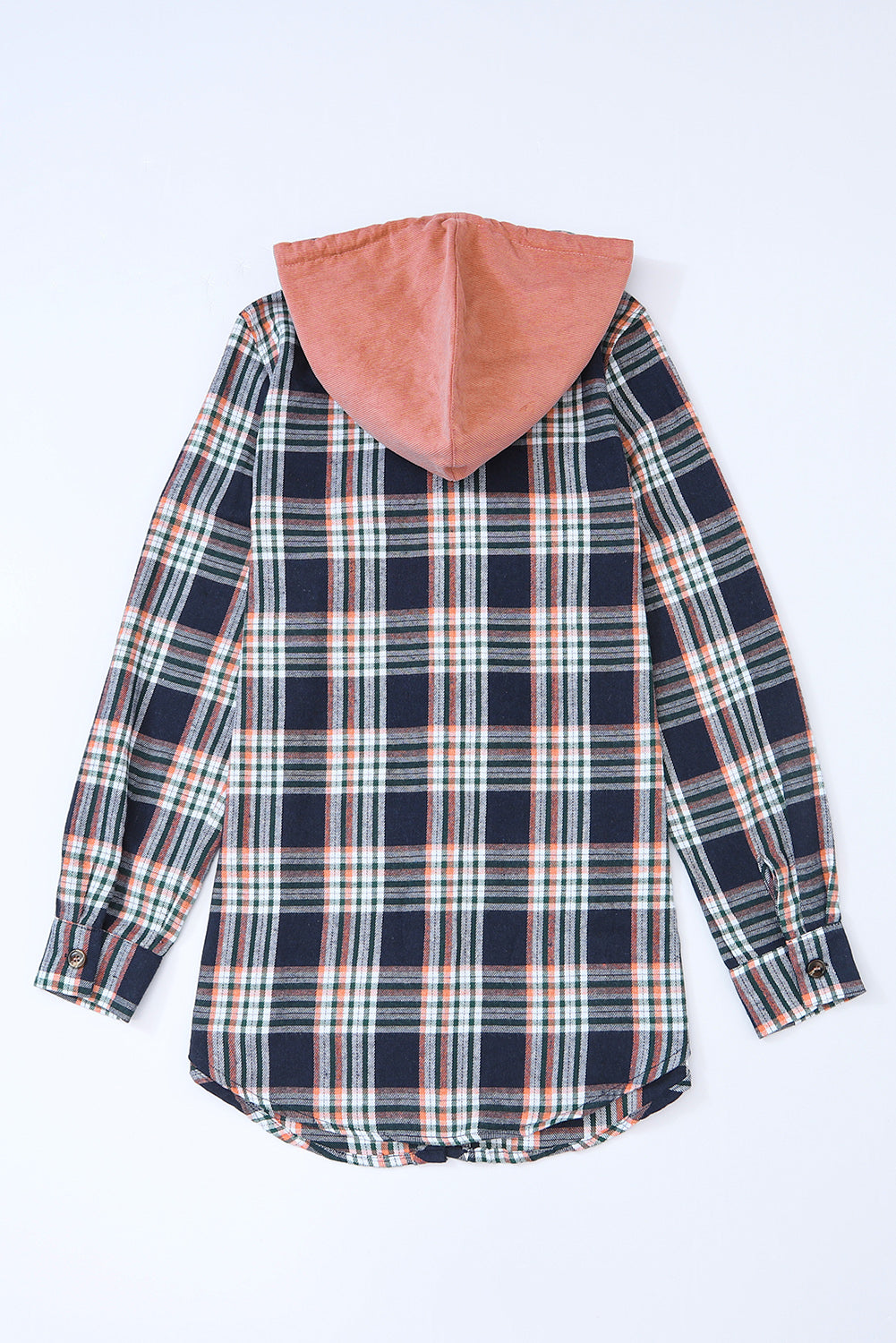 Cali Chic Women Pink Contrast Hooded Drawstring Plaid Shacket Jacket