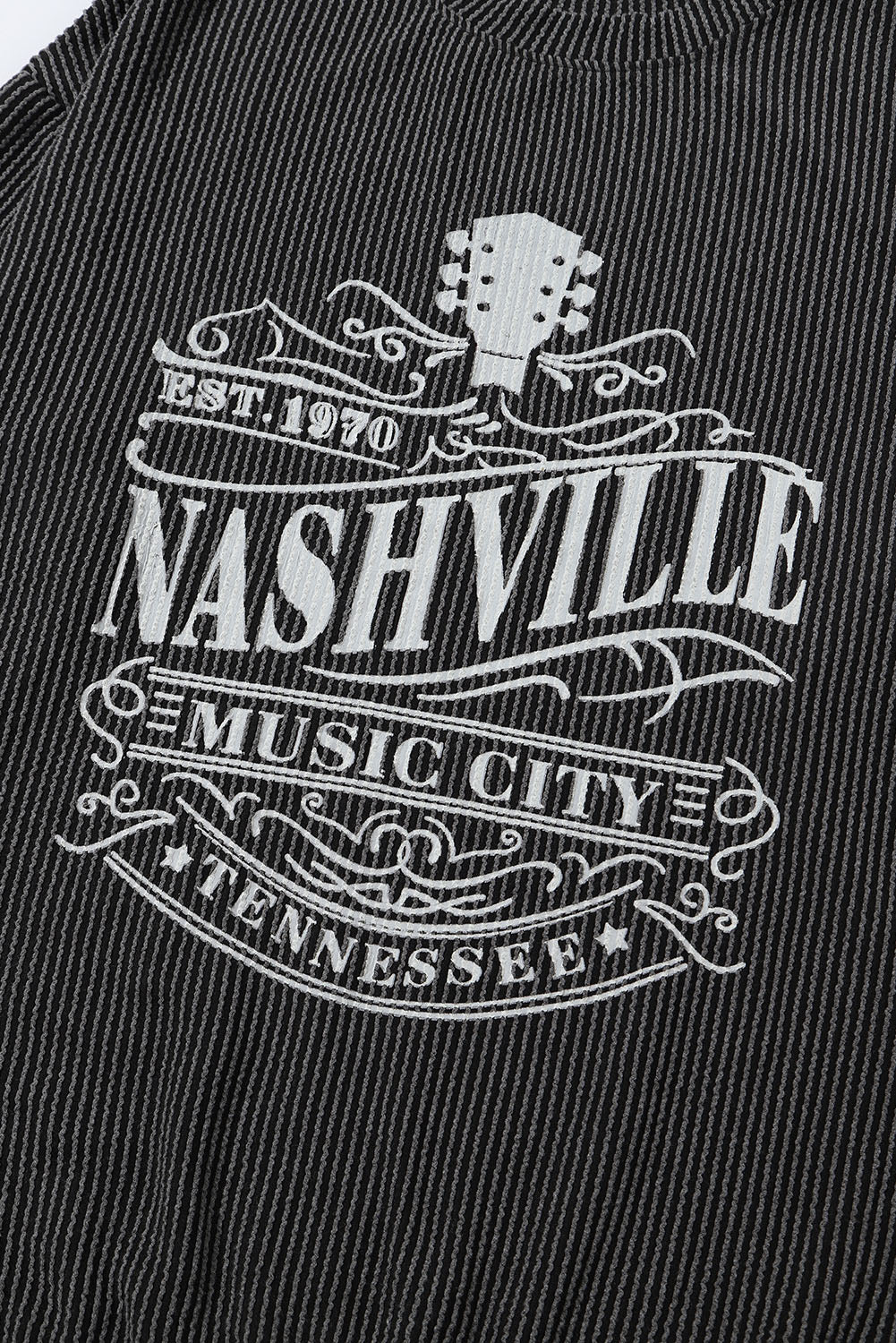 Cali Chic Black NASHVILLE MUSIC CITY Corded Graphic Sweatshirt