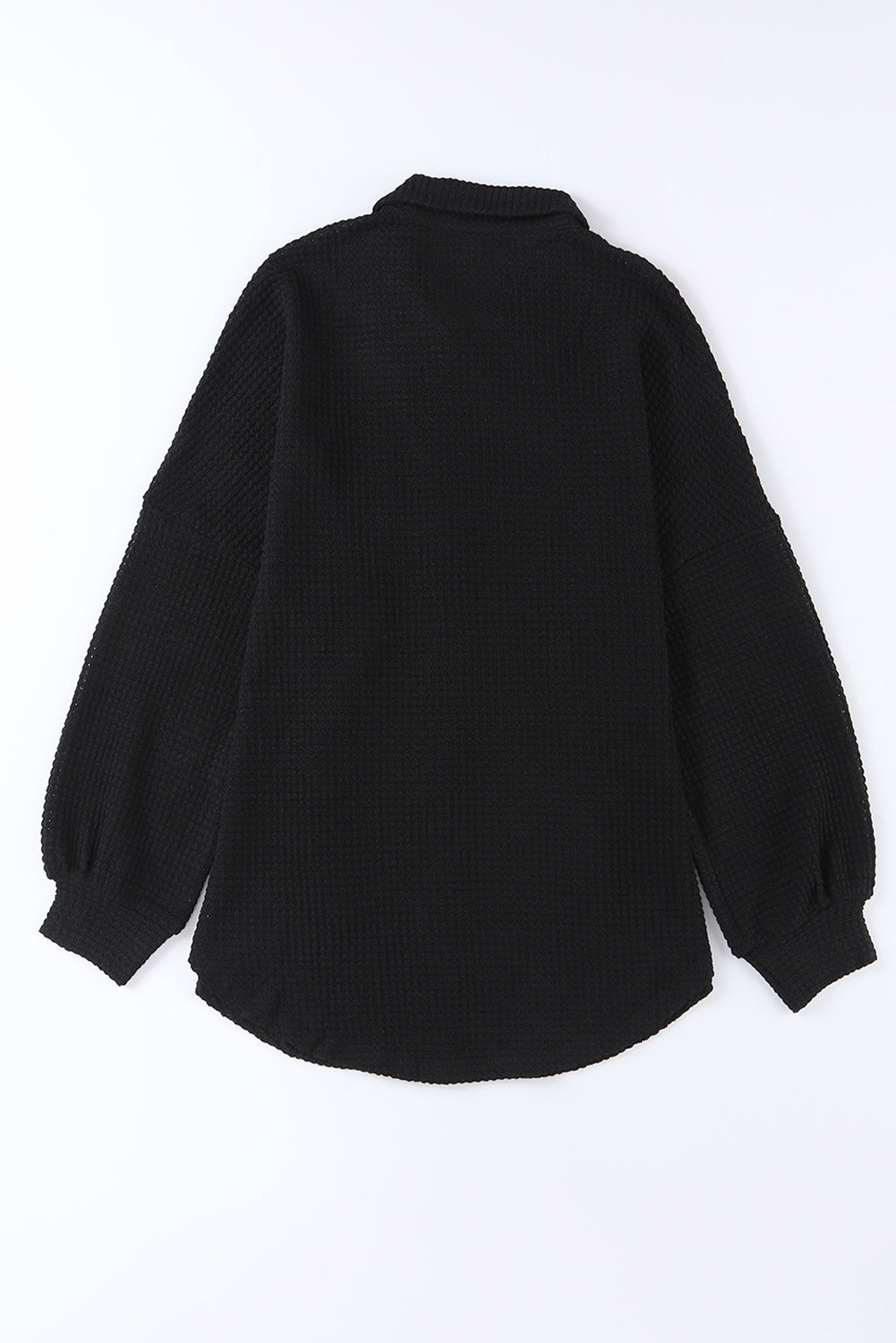 Cali Chic Black Waffle Knit Button Up Casual Shirt