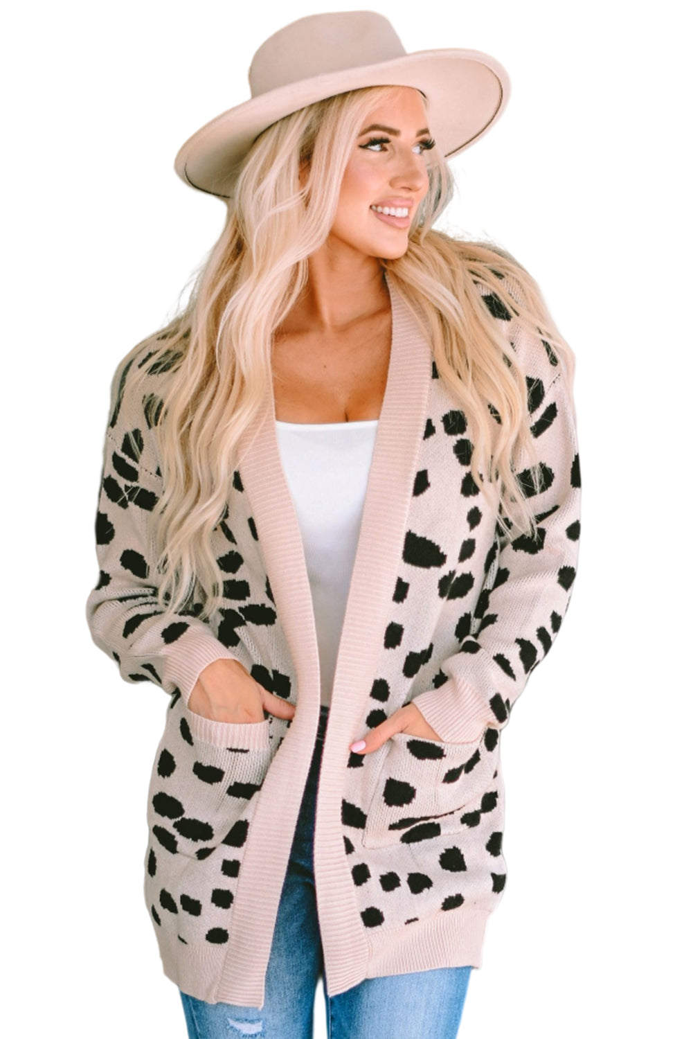 Cali Chic Leopard  Animal Spotted Pattern Open Front Cardigan