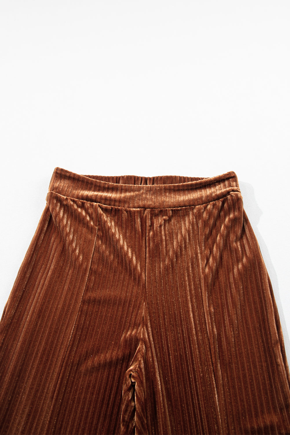 Chestnut Solid Color High Waist Flare Corduroy Pants