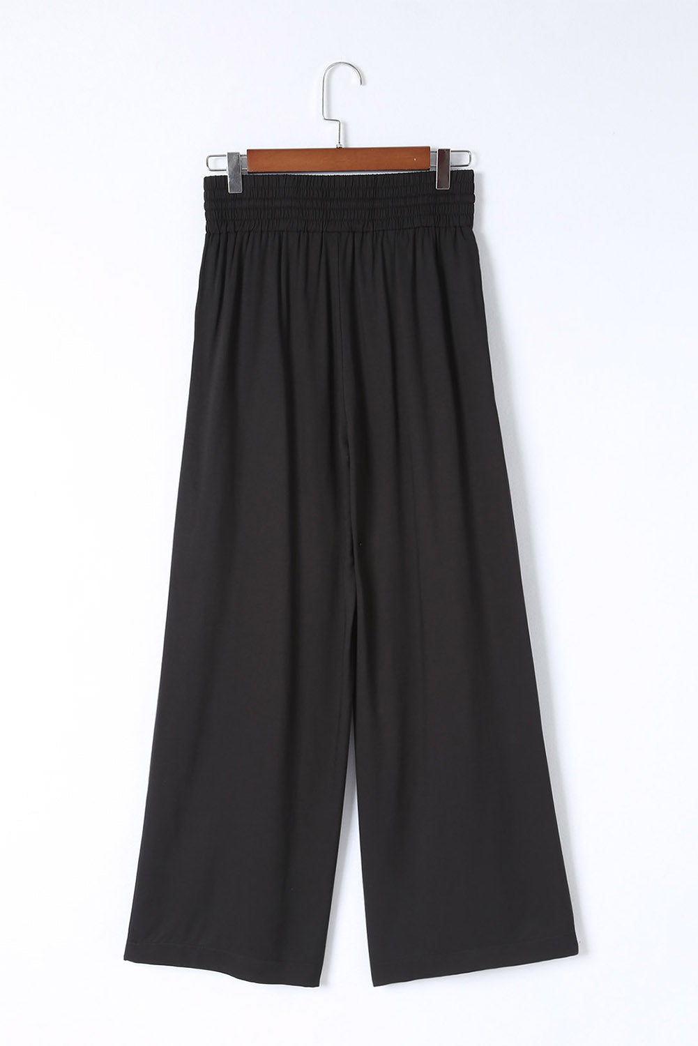 Cali Chic Women Wide Leg Pants Black Drawstring Elastic Waist