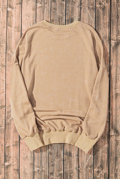 Cali Chic Khaki Drop Shoulder Ribbed Trim Oversized Sweatshirt