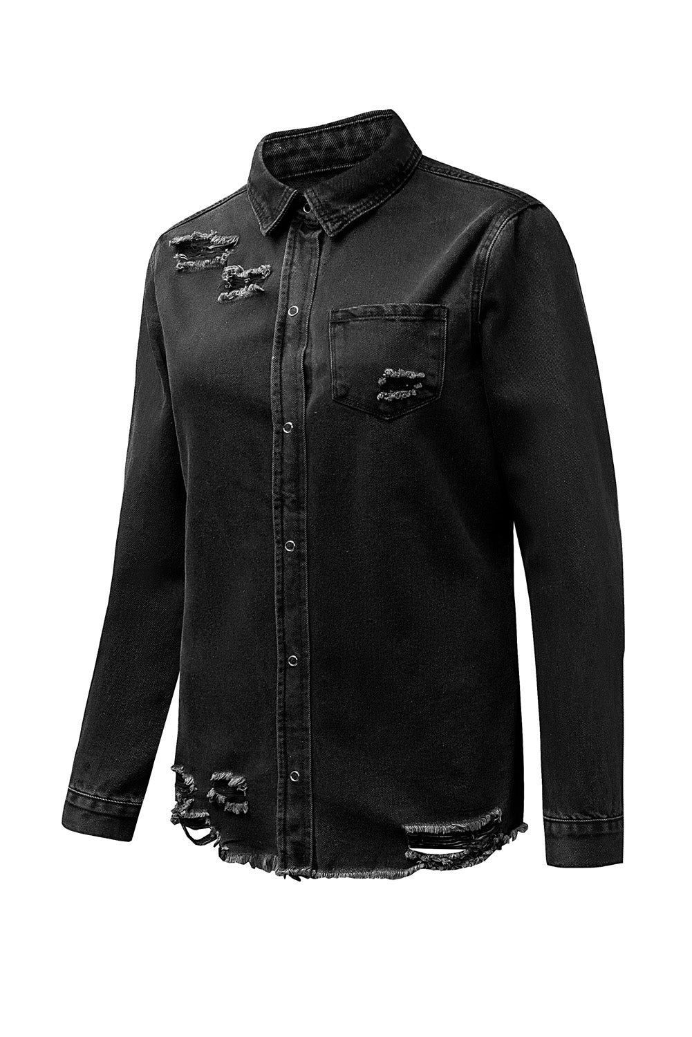 Cali Chic Black Ripped Denim Jacket