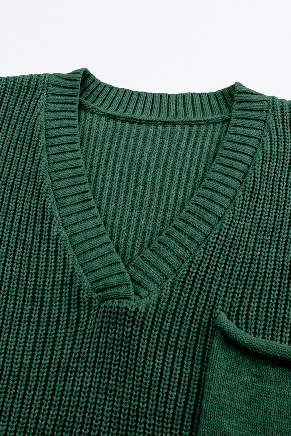 Green Knitted V Neck Sweater and Casual Pants Set