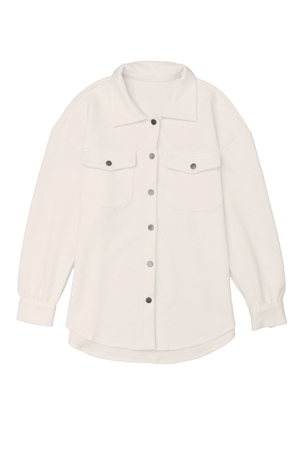 Cali Chic Solid Textured Flap Pocket Buttoned Shacket