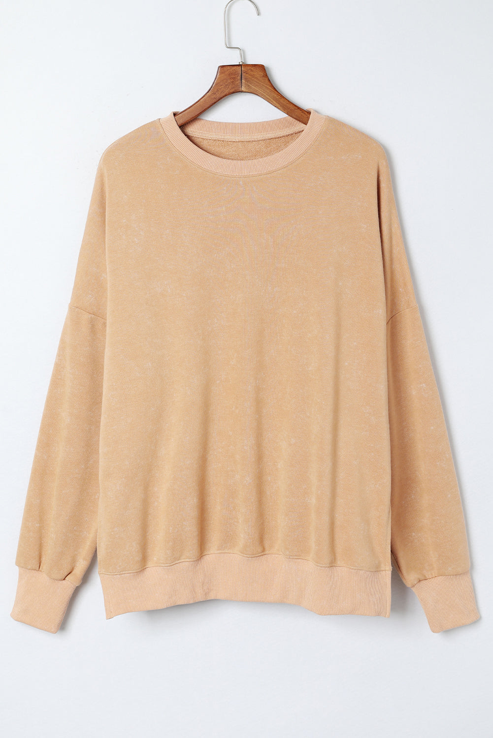 Cali Chic Khaki Drop Shoulder Ribbed Trim Oversized Sweatshirt