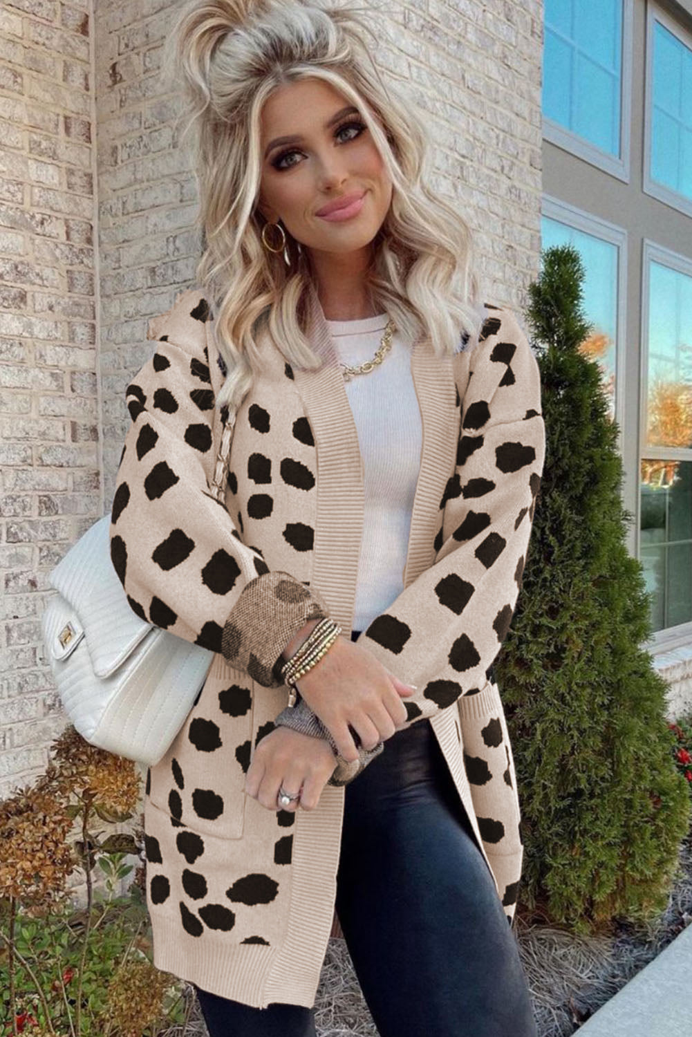 Cali Chic Leopard  Animal Spotted Pattern Open Front Cardigan