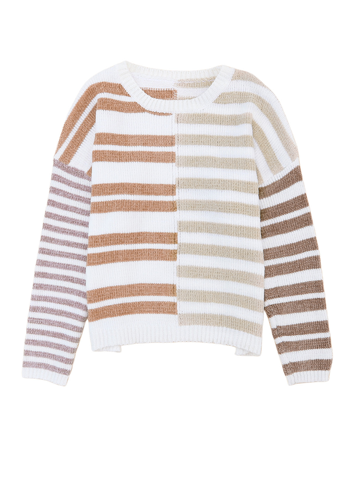 Cali Chic Women Sweater Celebrity Stripe Blocked Drop Shoulder Slouchy