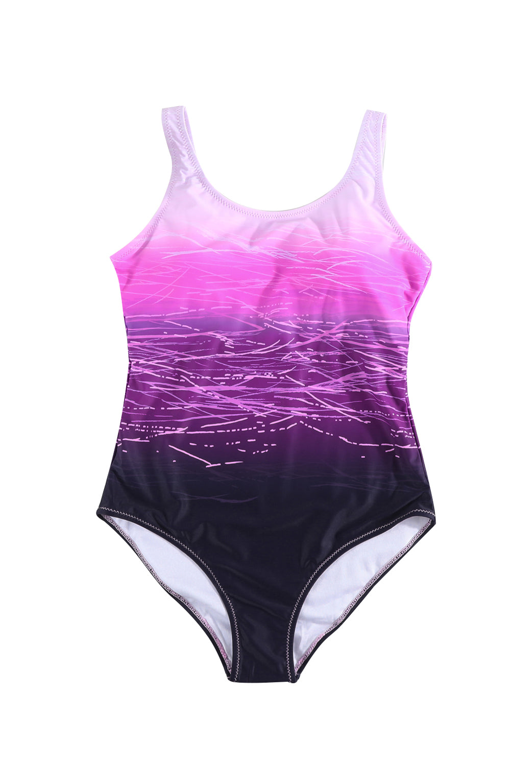 Purple Gradient Criss Cross Back One Piece Swimsuit