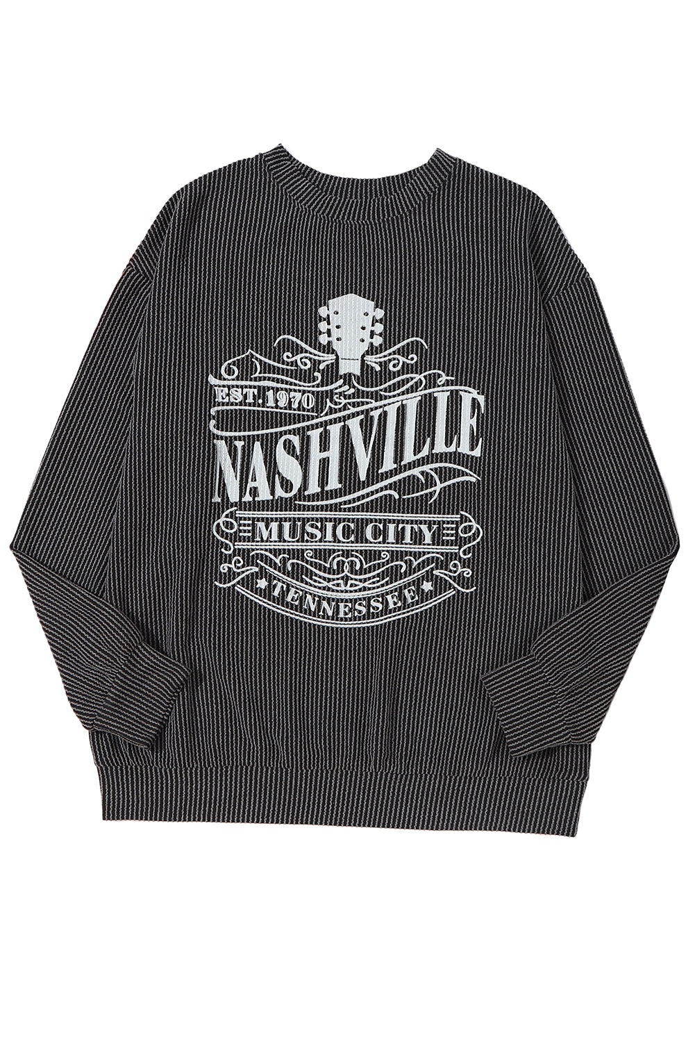 Cali Chic Black NASHVILLE MUSIC CITY Corded Graphic Sweatshirt