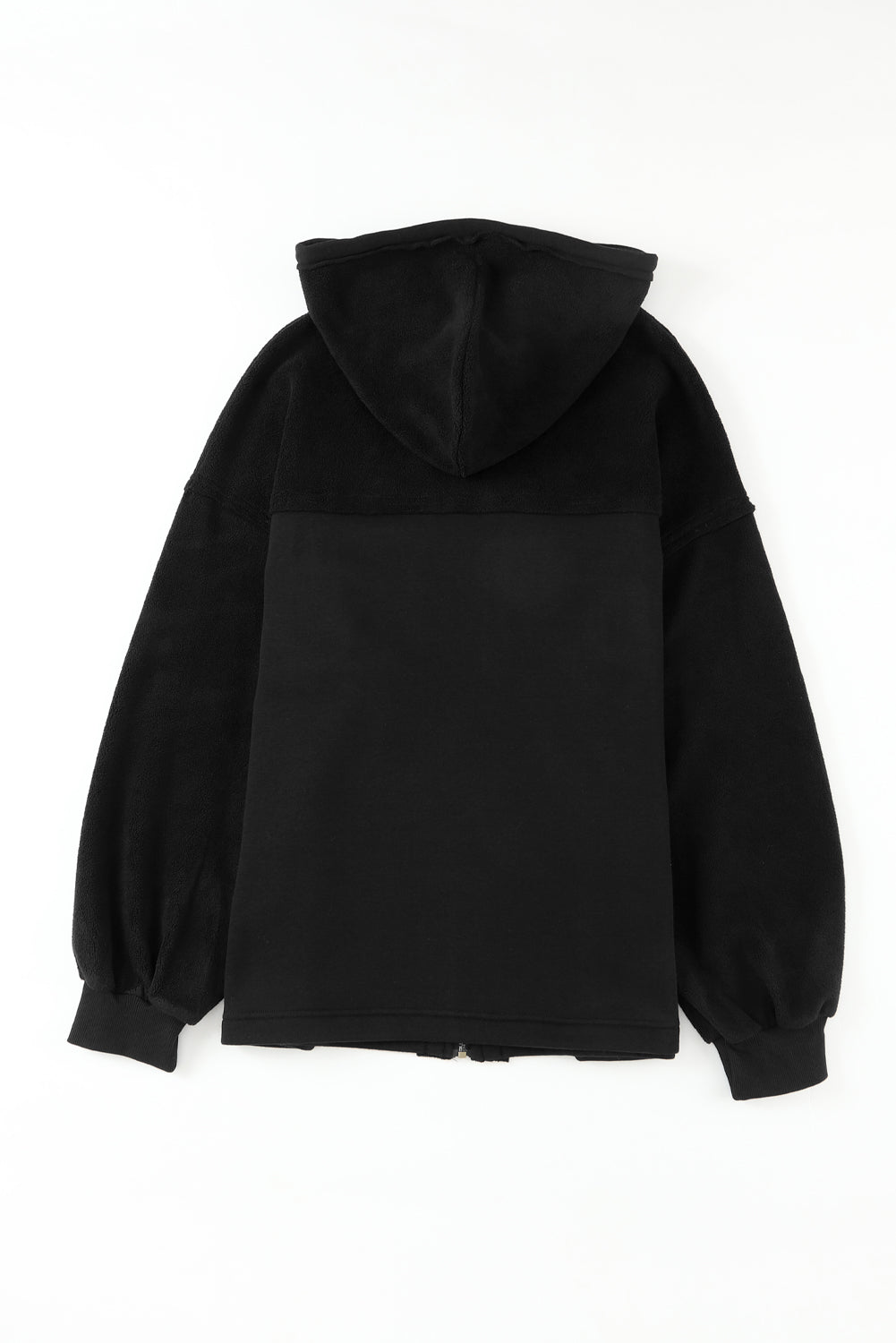 Cali Chic Black Flap Pocket Drawstring Hood Zip Up Jacket