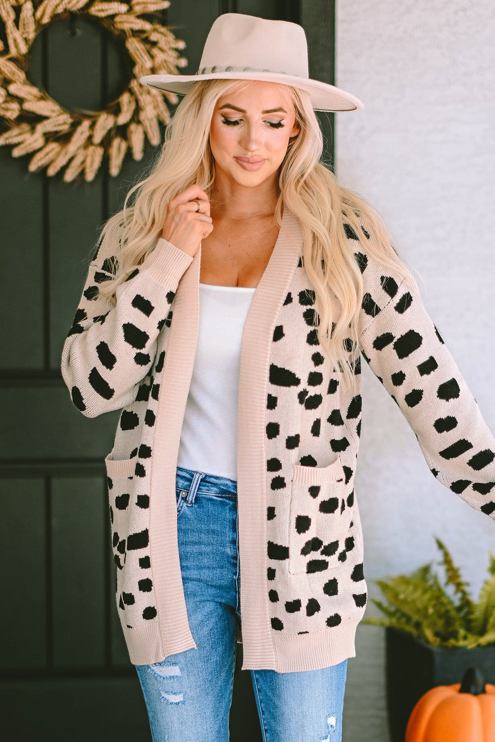 Cali Chic Leopard  Animal Spotted Pattern Open Front Cardigan