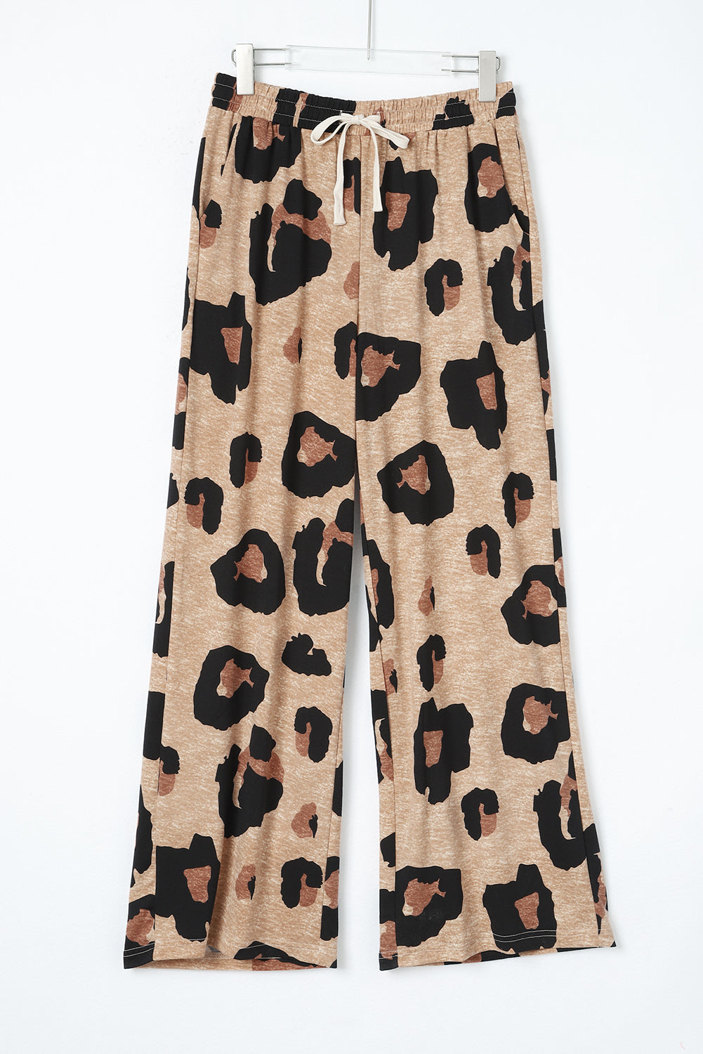 Cali Chic Women Wide Leg Pants Celebrity Leopard Drawstring