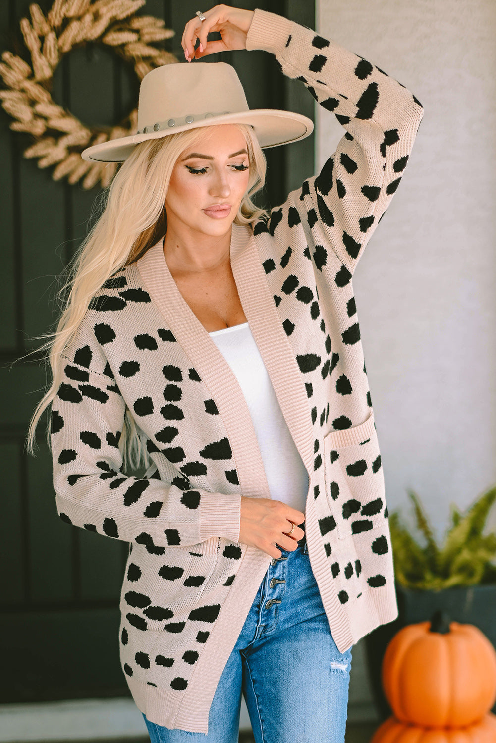 Cali Chic Leopard  Animal Spotted Pattern Open Front Cardigan