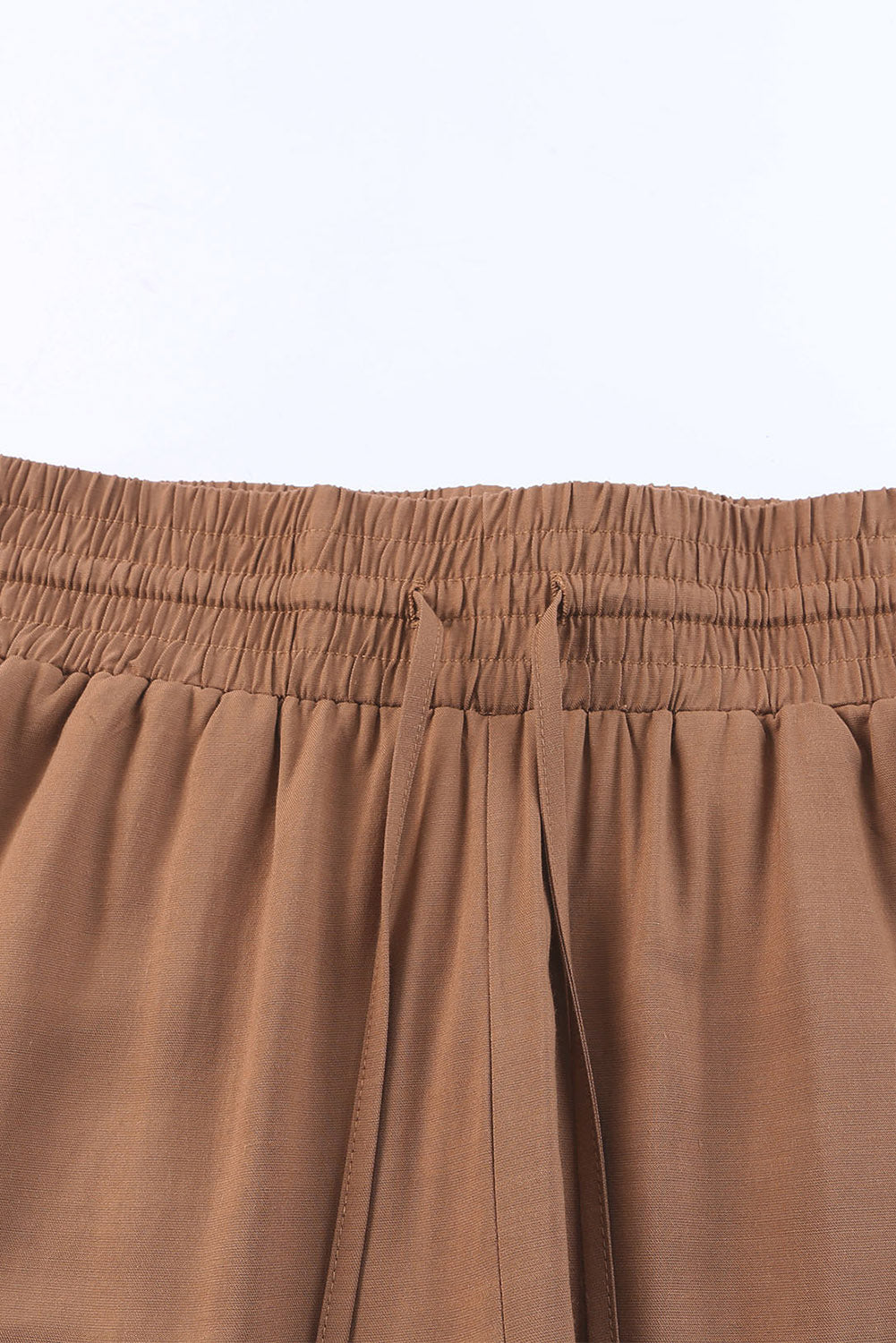 Cali Chic Women Wide Leg Pants Brown Drawstring Elastic Waist