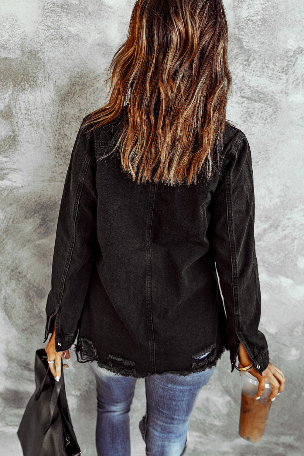 Cali Chic Black Ripped Denim Jacket