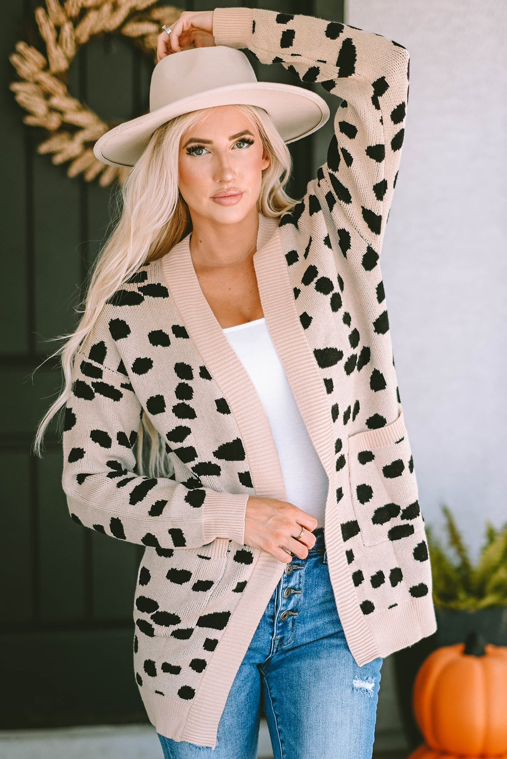 Cali Chic Leopard  Animal Spotted Pattern Open Front Cardigan