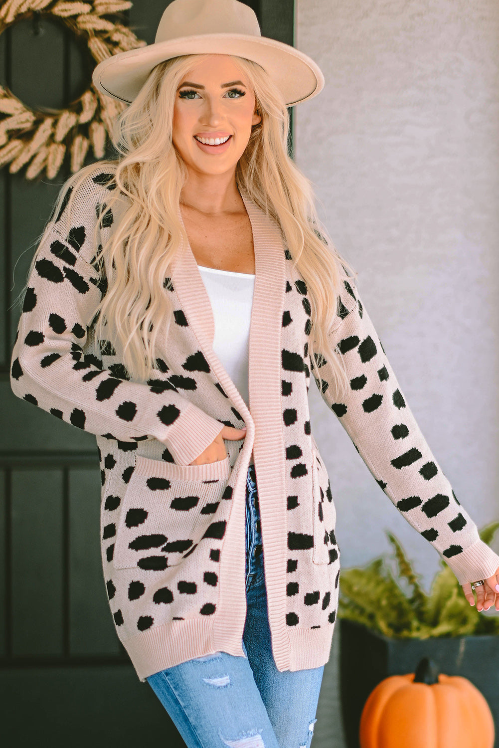 Cali Chic Leopard  Animal Spotted Pattern Open Front Cardigan