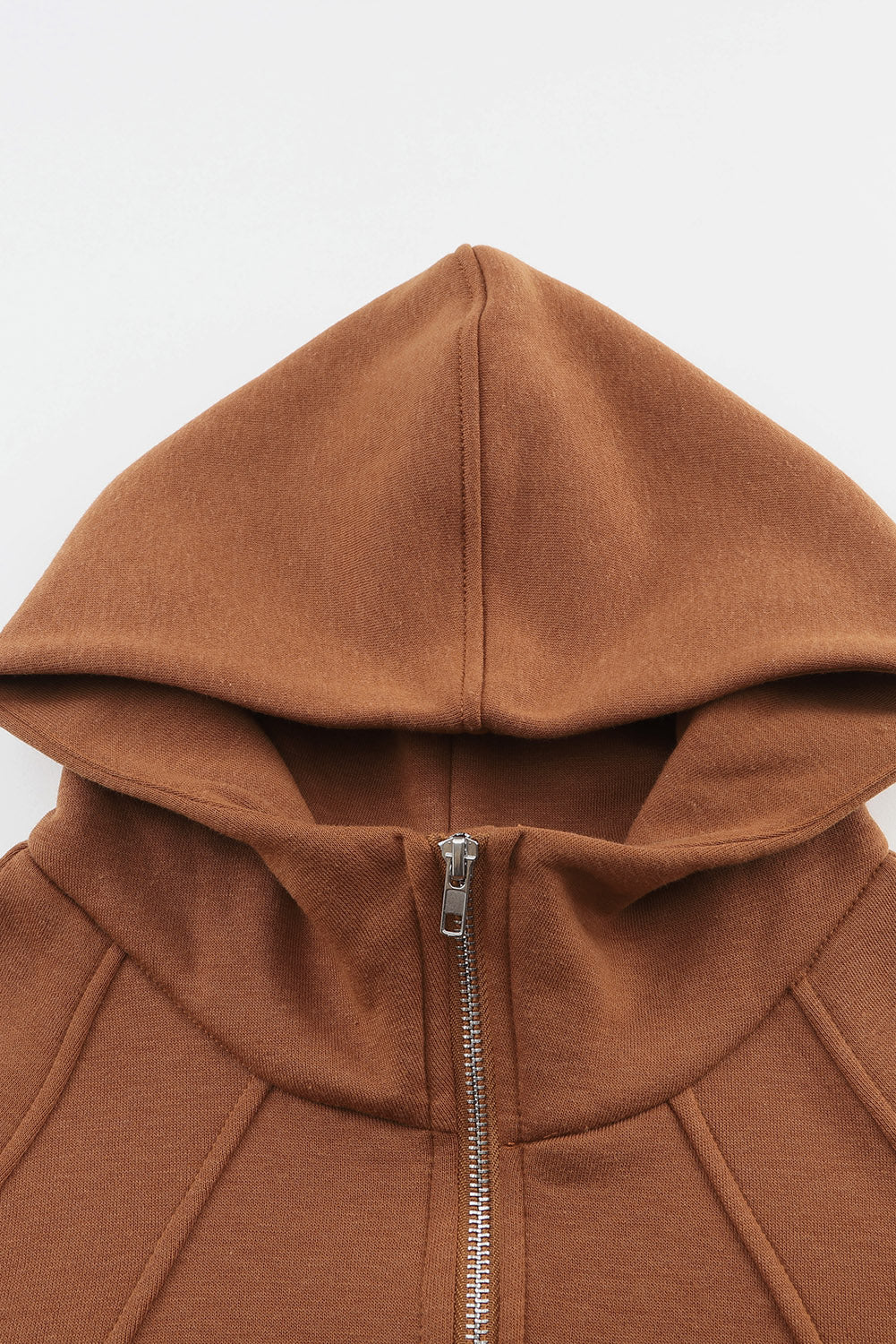 Cali Chic Brown Quarter Zip Kangaroo Pocket Hoodie