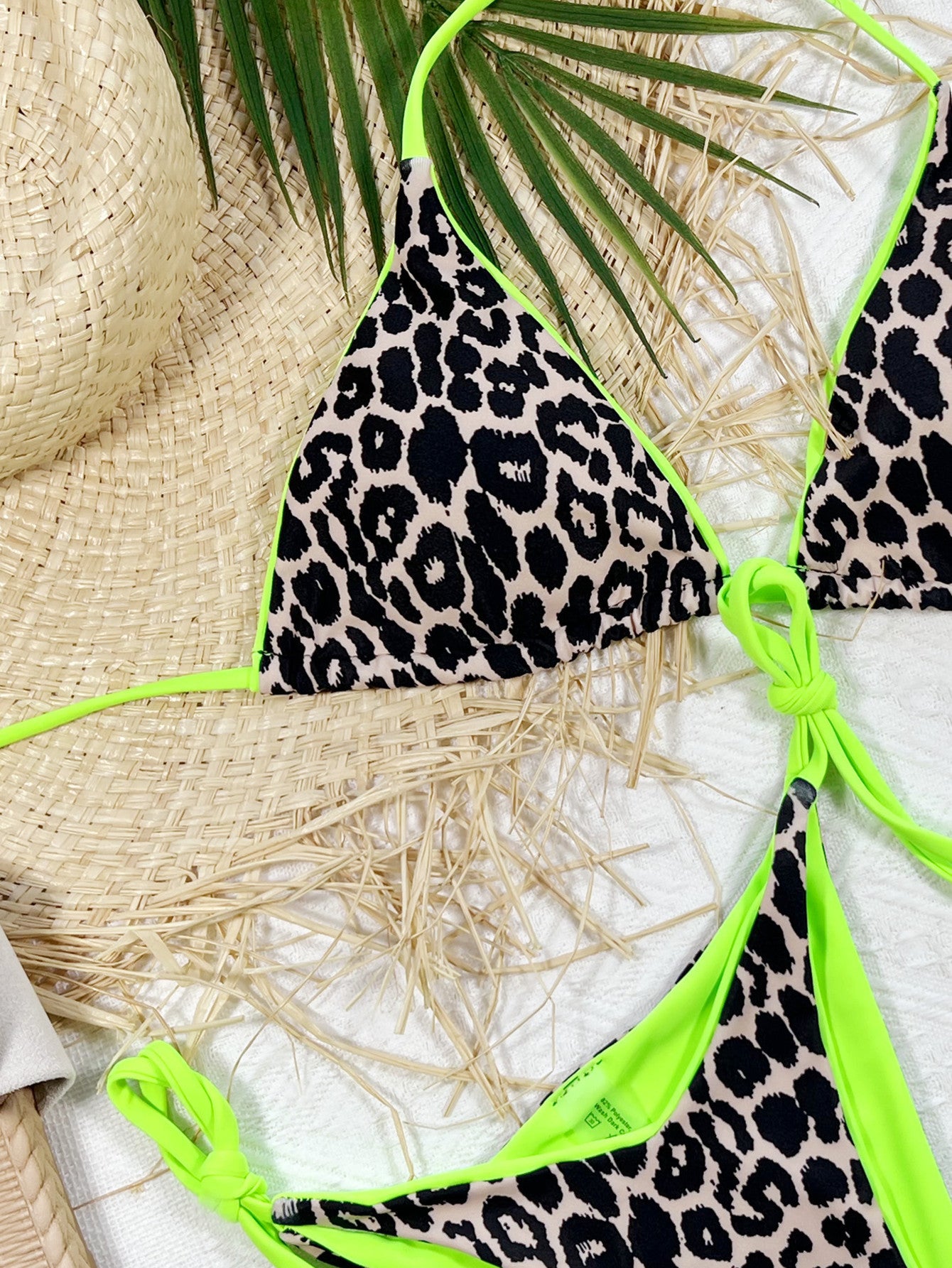 Cali Chic Leopard Print Halter Neck Tie Side Bikini Set