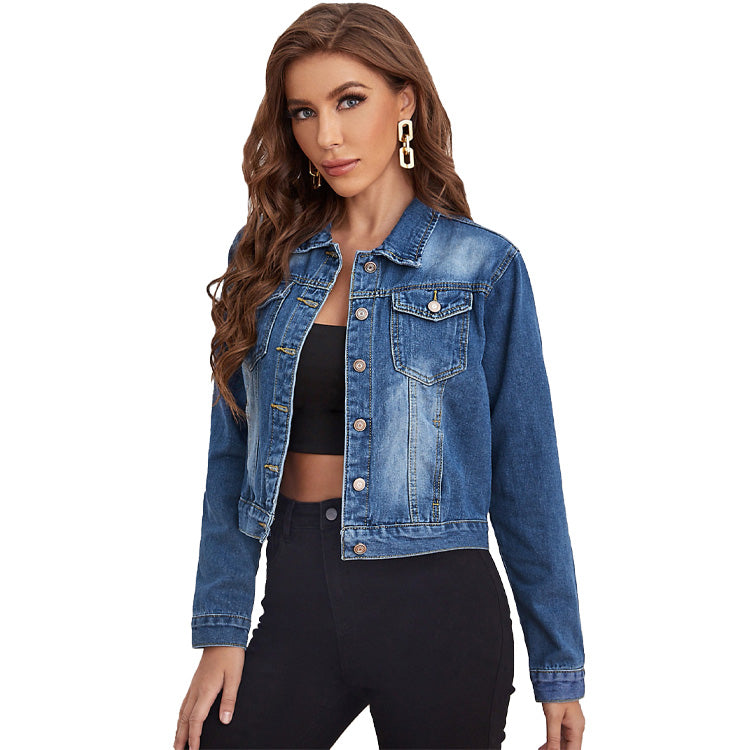 Cali Chic Women's Denim Jacket Celebrity Medium Washed Faded Blue Authentic Denim Jacket